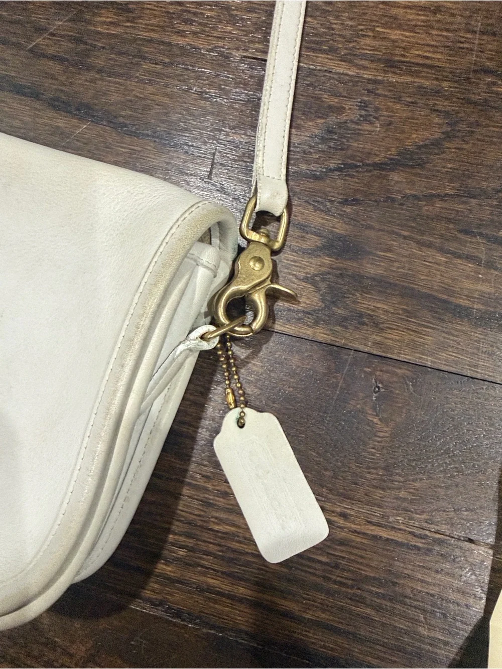 Vintage Coach A70-9755 Cream Ivory Leather Turn-Lock Crossbody Bag &original Ads